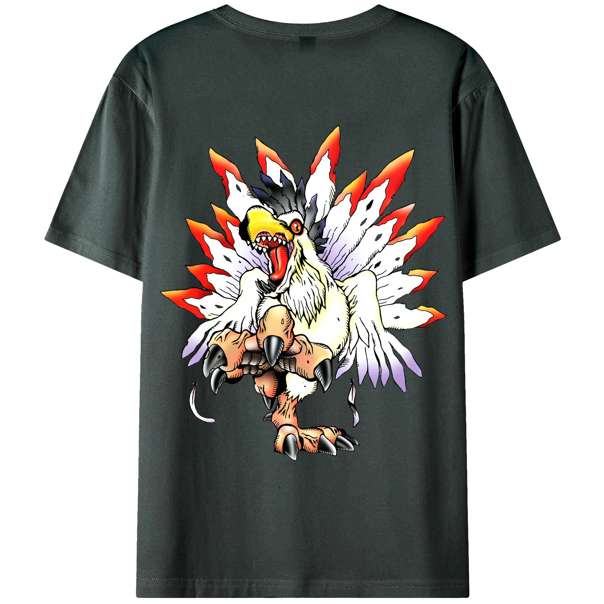 （画像用） Digimon デジタルモンスター/デジモン 綿100％ メンズ半袖Tシャツ（バックプリント） 通気性